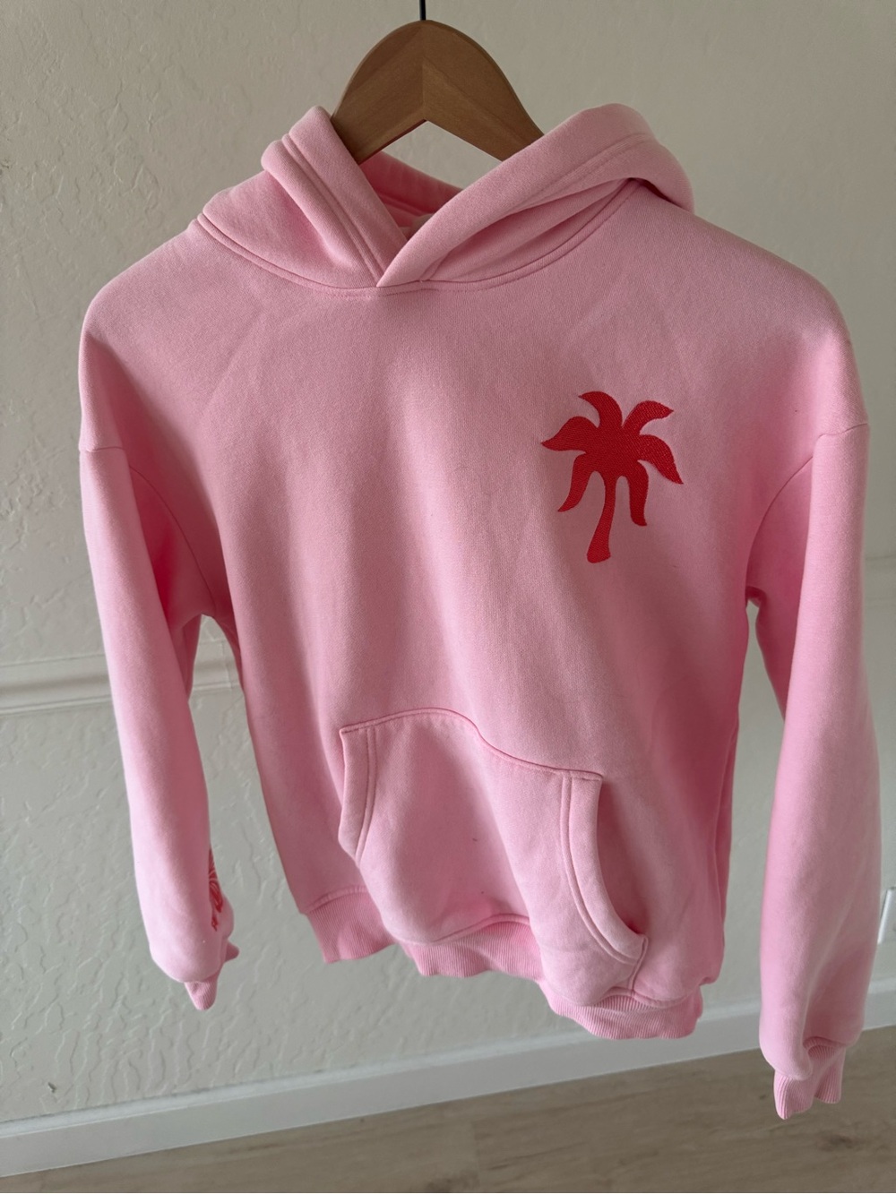 EUC- Pink Palm Puff Hoodie- Sz XXS